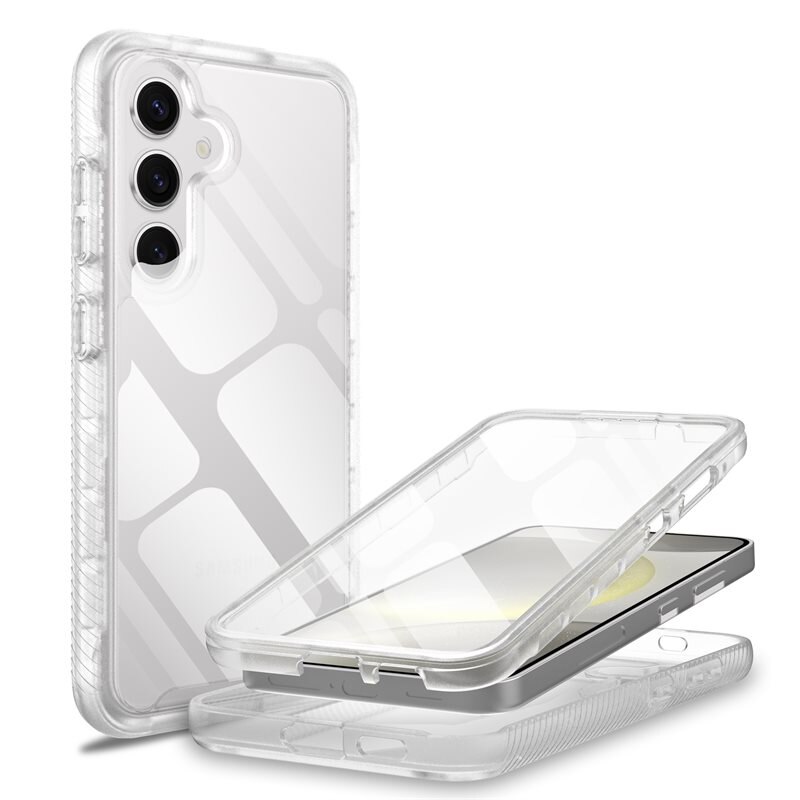 Mobique Full Protection Case Samsung Galaxy S25 Plus Gennemsigtig - Heltdækkende mobilcover med skærmbeskyttelse