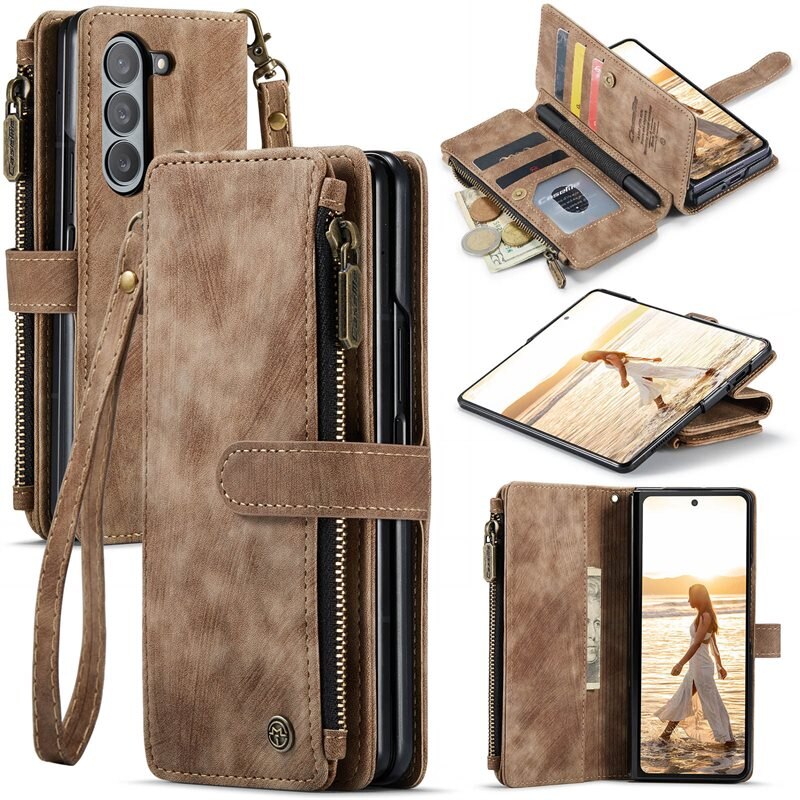 CaseMe Zipper Wallet Samsung Galaxy Z Fold 6 brun