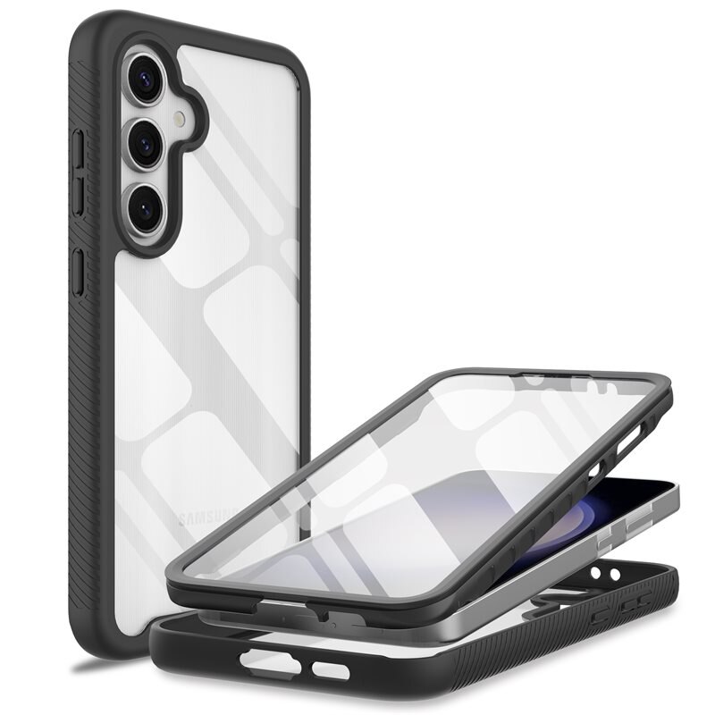 Mobique Full Protection Case Samsung Galaxy S24 FE Sort - Heltdækkende mobilcover med skærmbeskyttelse