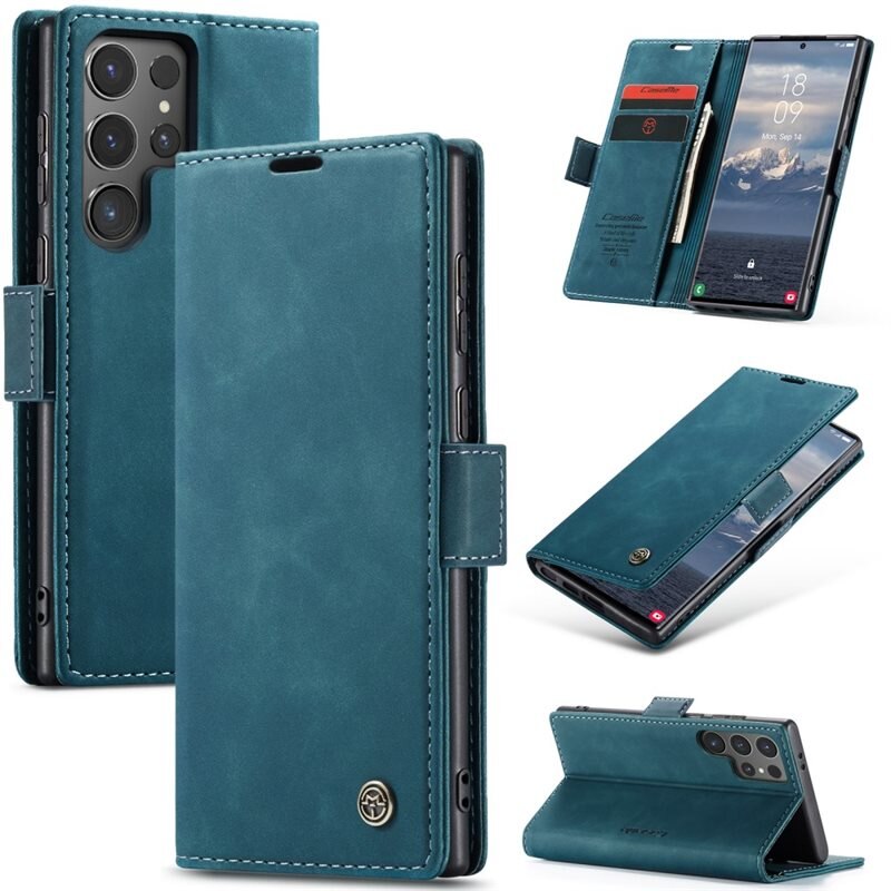 CaseMe Slim Pung Etui Samsung Galaxy S25 Ultra Blå - Tyndt mobilcover med pung