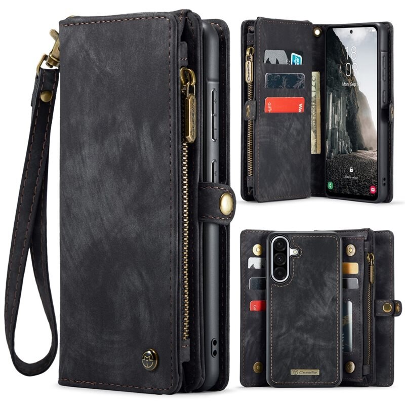 CaseMe Multi-slot Mobiltaske Samsung Galaxy A56 Grå - Mobilcover med ekstra mange kortpladser - Kortholder