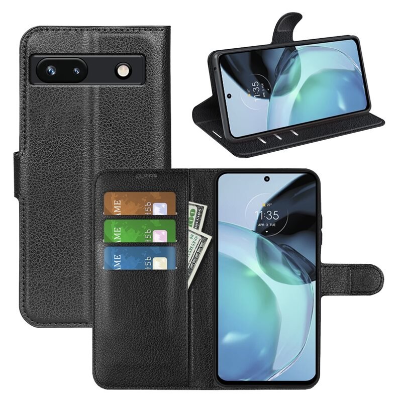 Mobiltaske Google Pixel 7a Sort - Pungetui med kortlomme