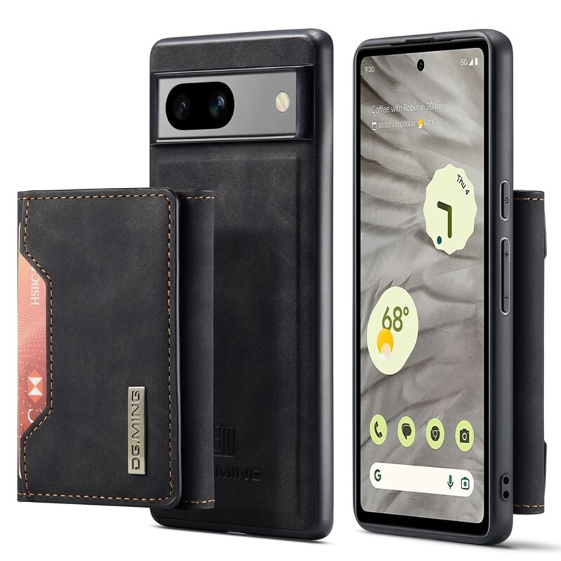 DG.MING Magnetic Card Slot Case Google Pixel 7a Black - Stilfuldt læderetui med aftageligt magnetisk cover