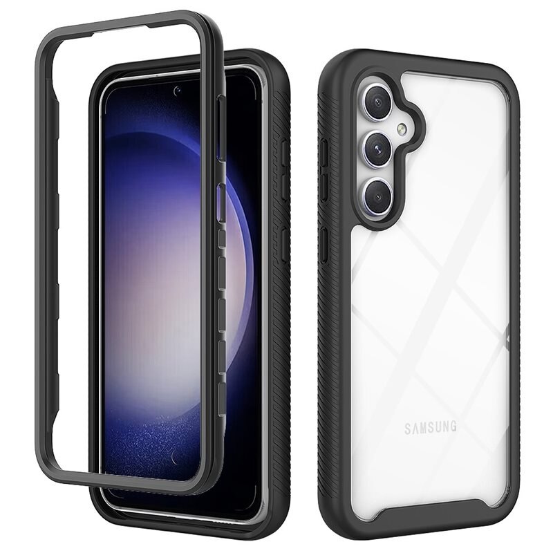 Full Cover Case Samsung Galaxy S23 FE Sort - Fuldt dækkende mobilcover i to lag