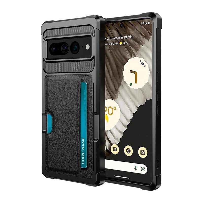 Tough Card Case Google Pixel 8 Pro sort - Ekstra stødbestandigt cover med lettilgængeligt kortrum