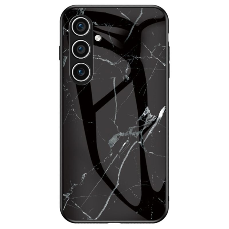 Cover Hærdet Glas Samsung Galaxy S24 sort marmor - Stilfuldt mobilcover med mønster