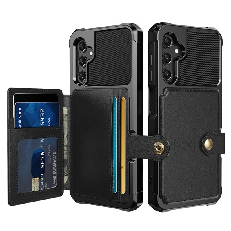 Tough Multi-slot Cover Samsung Galaxy A15 Sort - Mobilcover med praktisk pungfunktion - Kortholder
