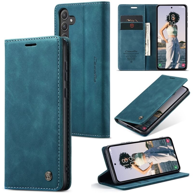 CaseMe Slim Pung Etui Samsung Galaxy A55 Blå - Tyndt mobilcover med pung