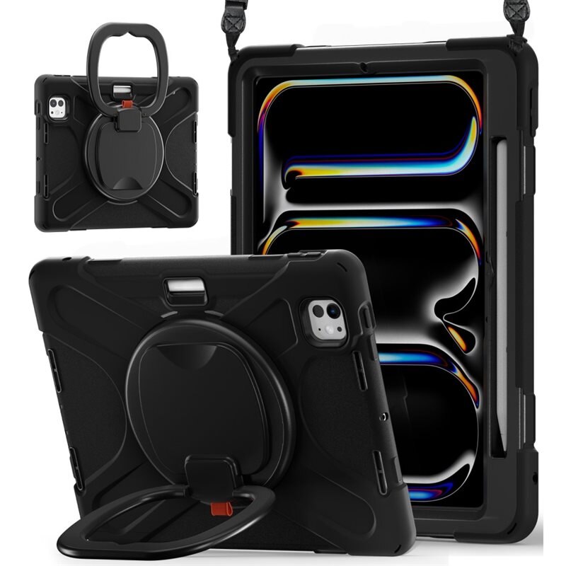 Hybrid-etui med Kickstand og skulderrem iPad Pro 11 5th Gen (2024) sort