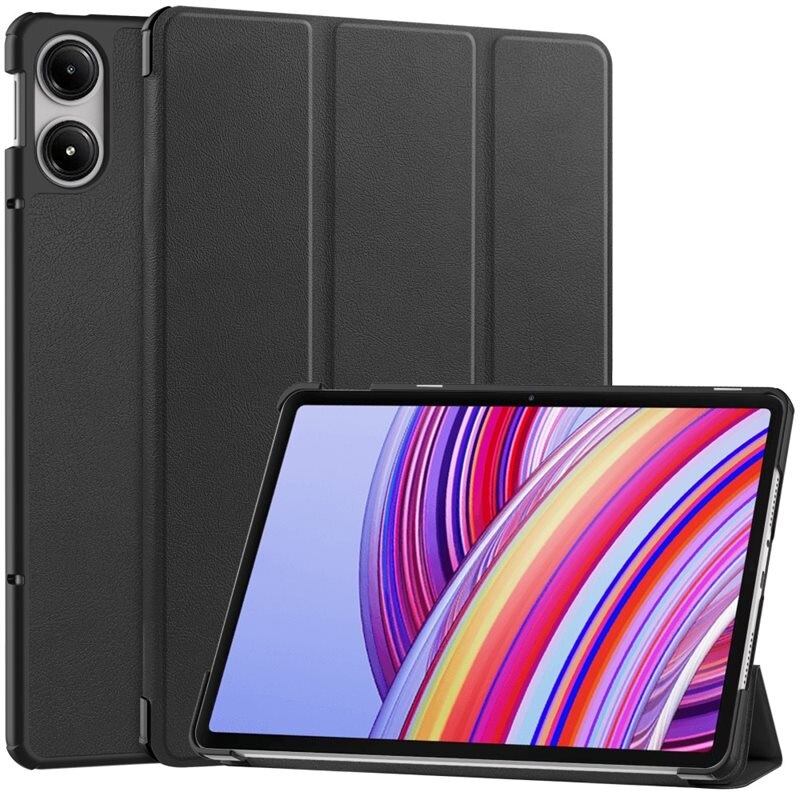 Etui Tri-fold Xiaomi Redmi Pad Pro Sort - Beskyttende etui med støttefunktion