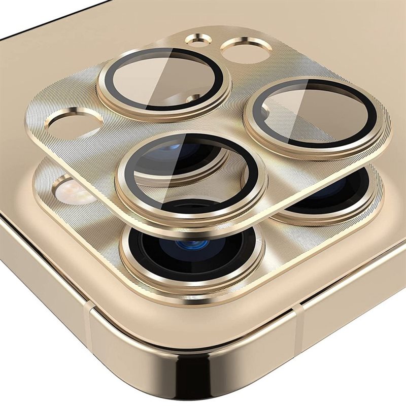 Hat Prince Kamerabeskyttelse Aluminium+Hærdet Glas iPhone 14 Pro guld
