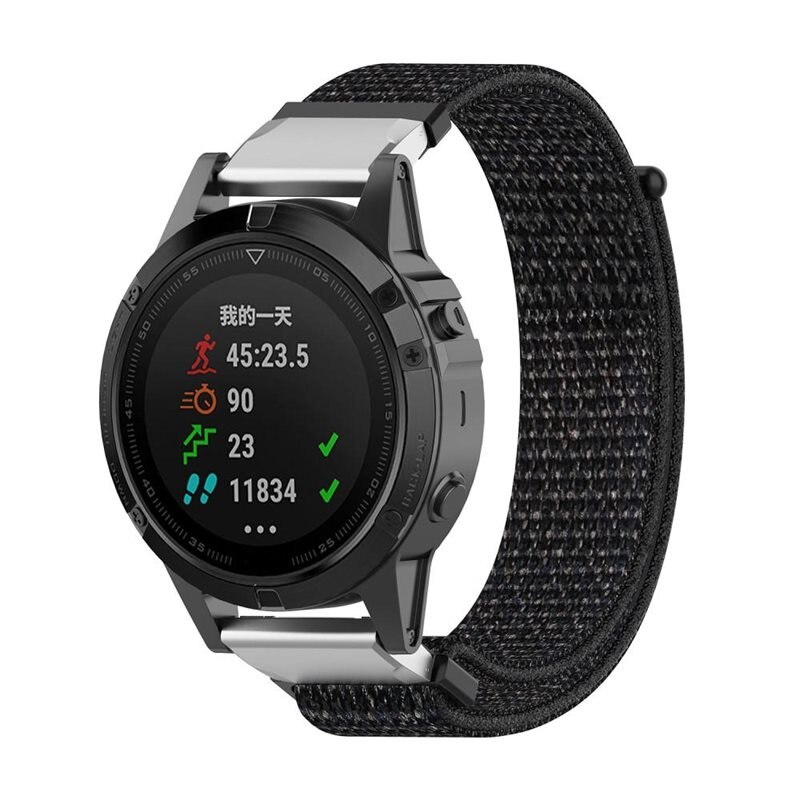 Nylonurrem Garmin Fenix 5/Fenix 6 Pro/Fenix 7/Fenix 6/Fenix 5 Plus Sort - Armbånd i behagelig og ventilerende nylon