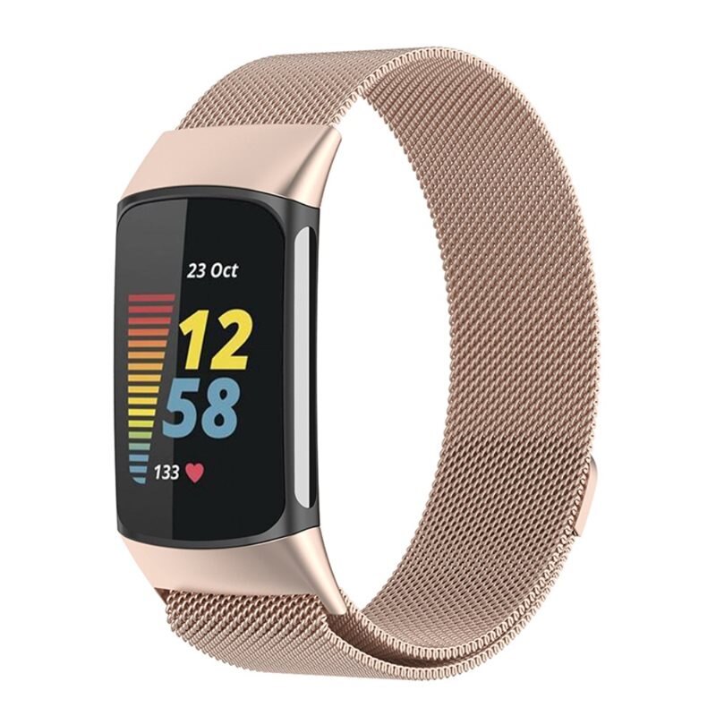 Armbånd Milanese Fitbit Charge 6 Champagne guld - Luksuriøst armbånd med magnetisk lukning - Rustfrit stål