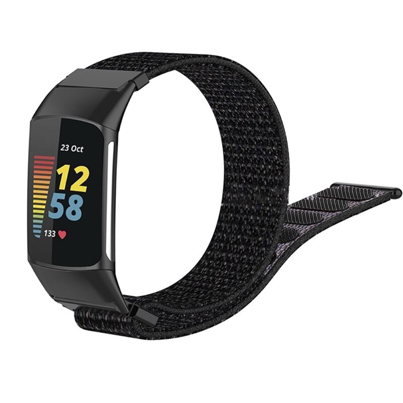 Nylonurrem Fitbit Charge 6 Sort - Armbånd i behagelig og ventilerende nylon