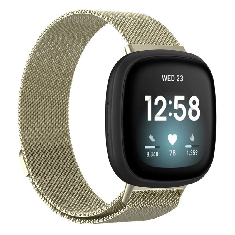 Armbånd Milanese Fitbit Versa 4 Guld - Luksuriøst armbånd med magnetisk lukning - Rustfrit stål