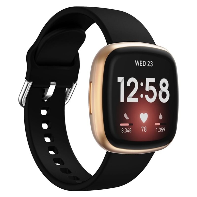 Rem af silikone til Fitbit Sense 2 Sort - Sporty armbånd perfekt til træningen