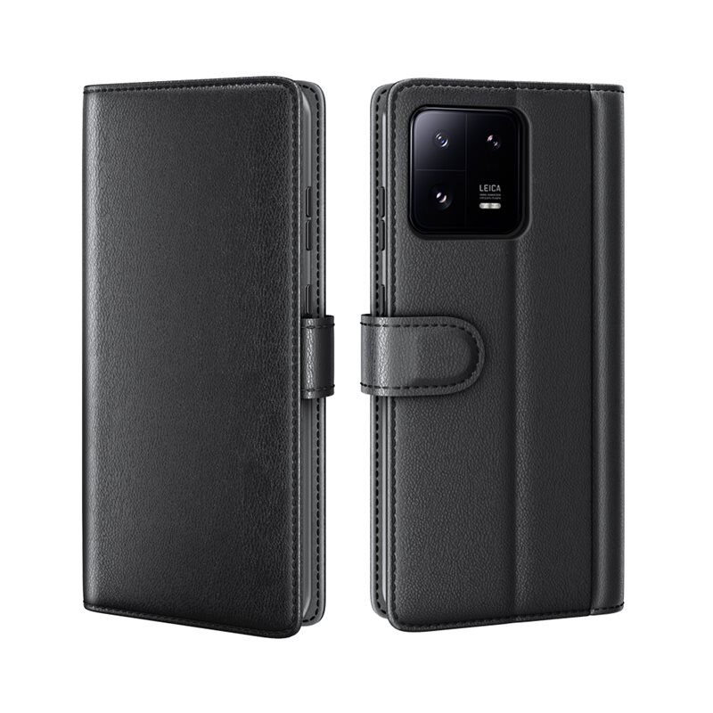 Ægte Læderetui Xiaomi 13 Pro Sort - Stilfuldt pungetui med plads til sedler og kort