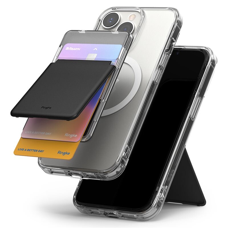 Ringke Magnetic Stand Slot Card Holder Clear/Black