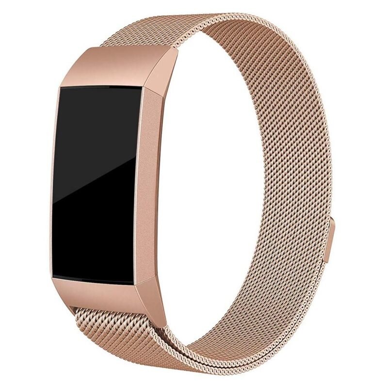 Armbånd Milanese Fitbit Charge 3/Charge 4 Rose guld - Luksuriøst armbånd med magnetisk lukning - Rustfrit stål