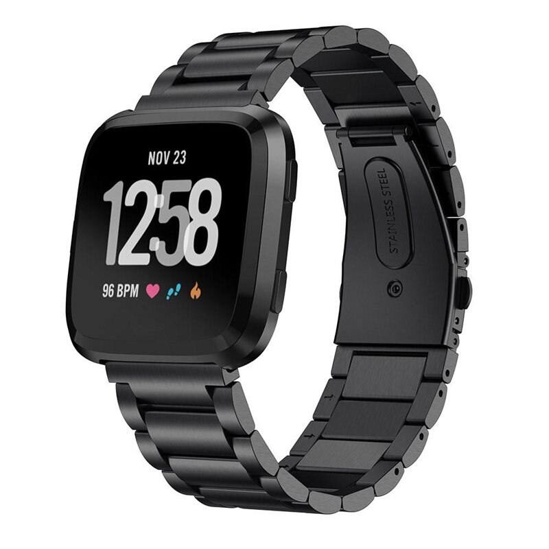 Metalarmbånd Fitbit Versa/Versa 2 Sort - Armbånd i luksuriøst og stilrent design
