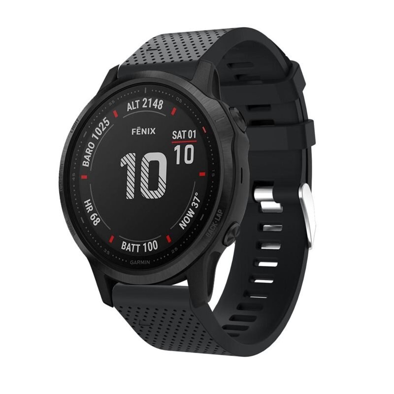 Rem af silikone til Garmin Fenix 6S Pro Sort - Sporty armbånd perfekt til træningen