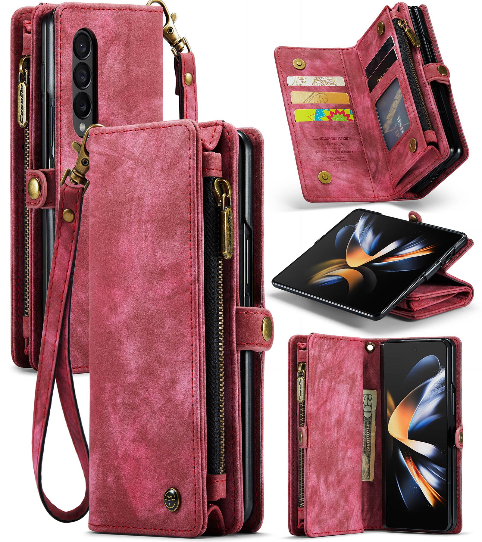 Multi-slot Mobiltaske Samsung Galaxy Z Fold 4 Rød