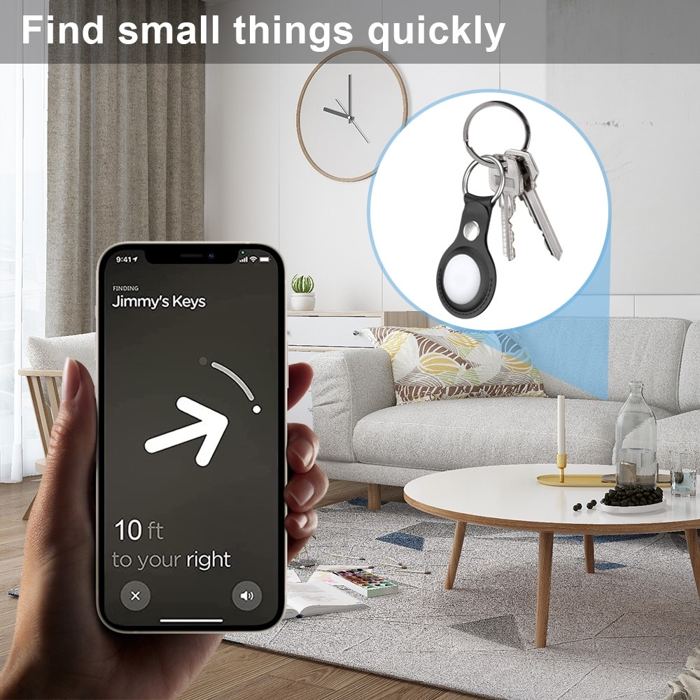 Nøglering Læder Apple AirTag sort