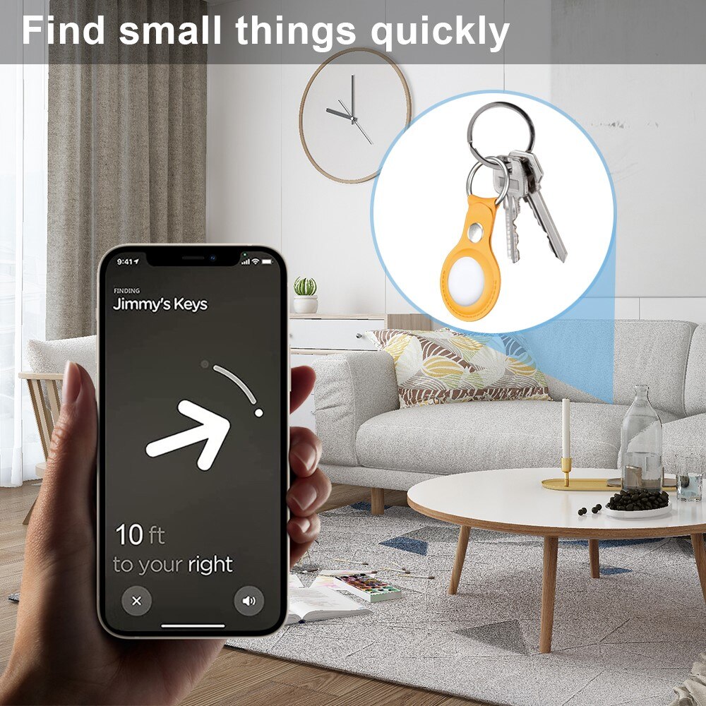 Nøglering Læder Apple AirTag gul