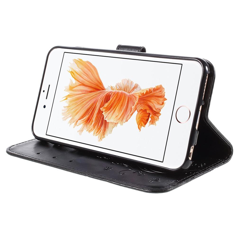 Læderetui Sommerfugle iPhone 6/6S Sort