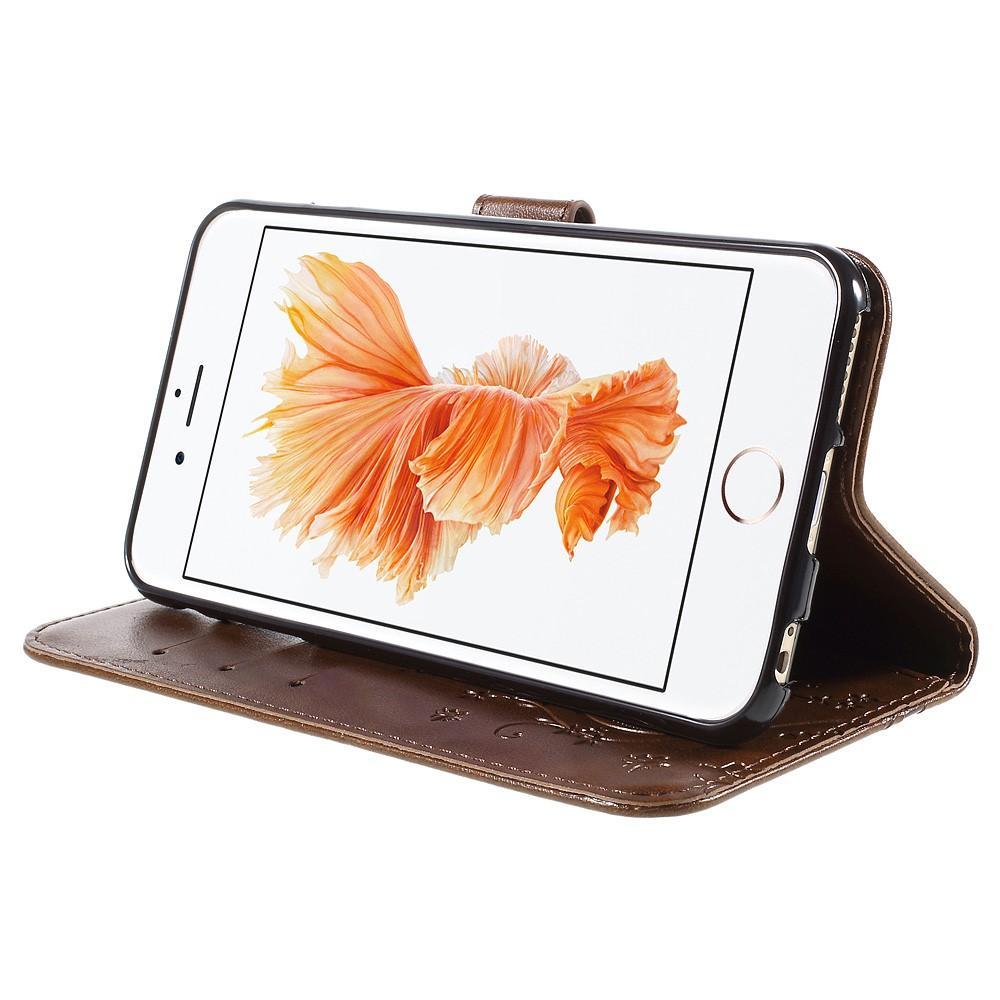 Læderetui Sommerfugle iPhone 6/6S Brun