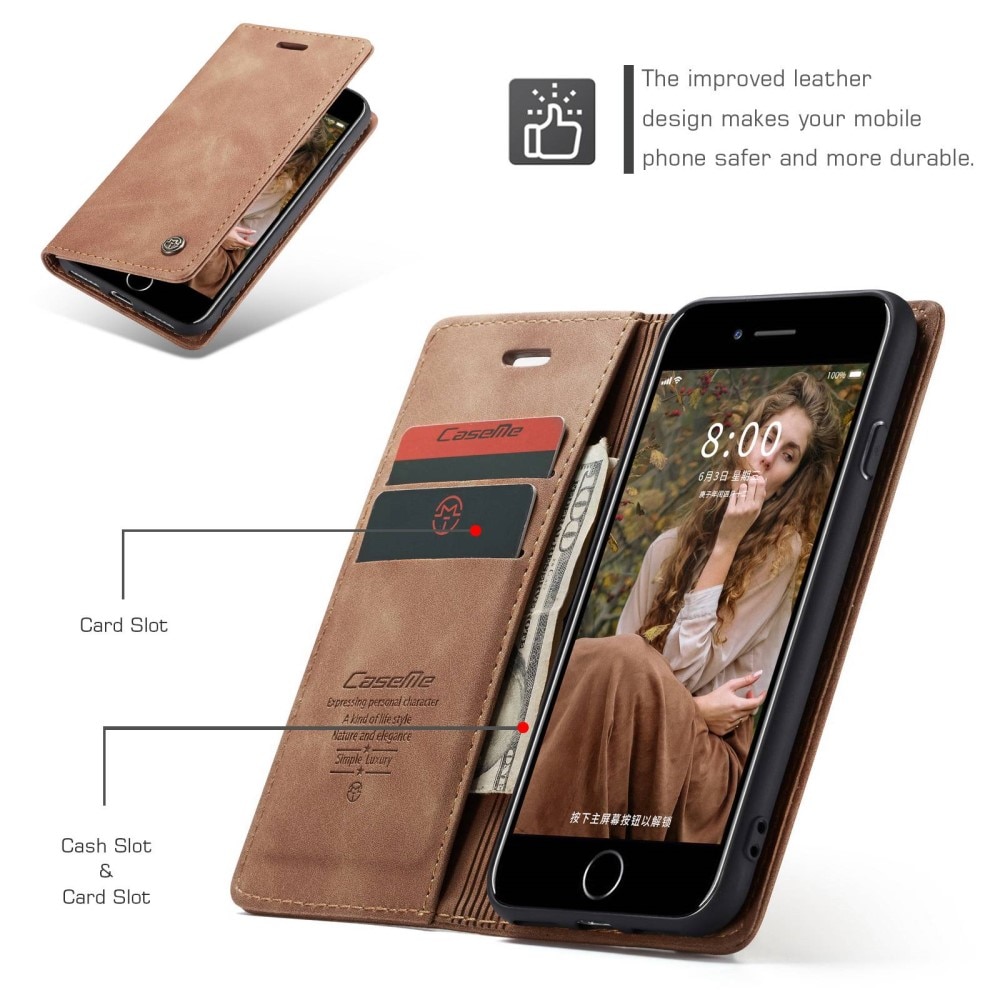Slim Pung Etui iPhone SE (2020) cognac