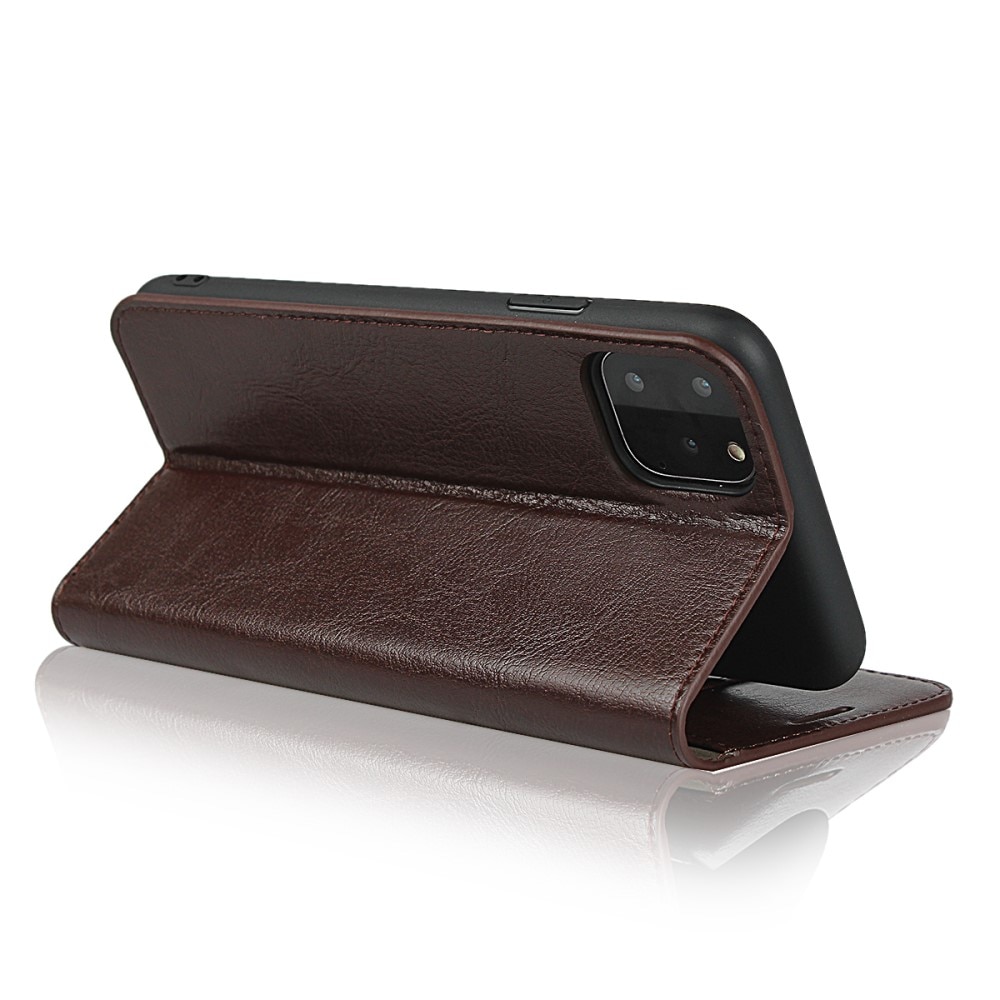 Mobiltaske Ægte Læder iPhone 11 Pro mørkebrun