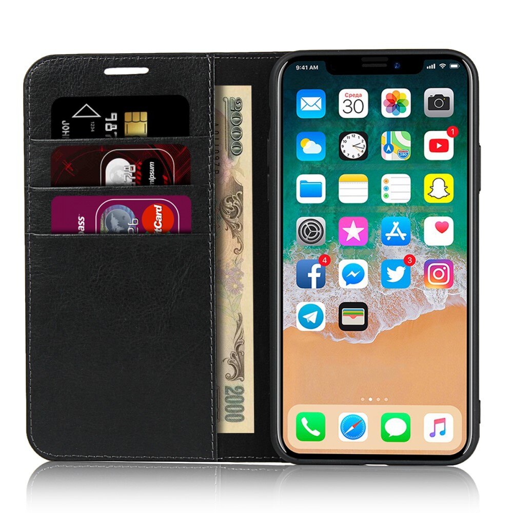 Mobiltaske Ægte Læder iPhone 11 Pro sort