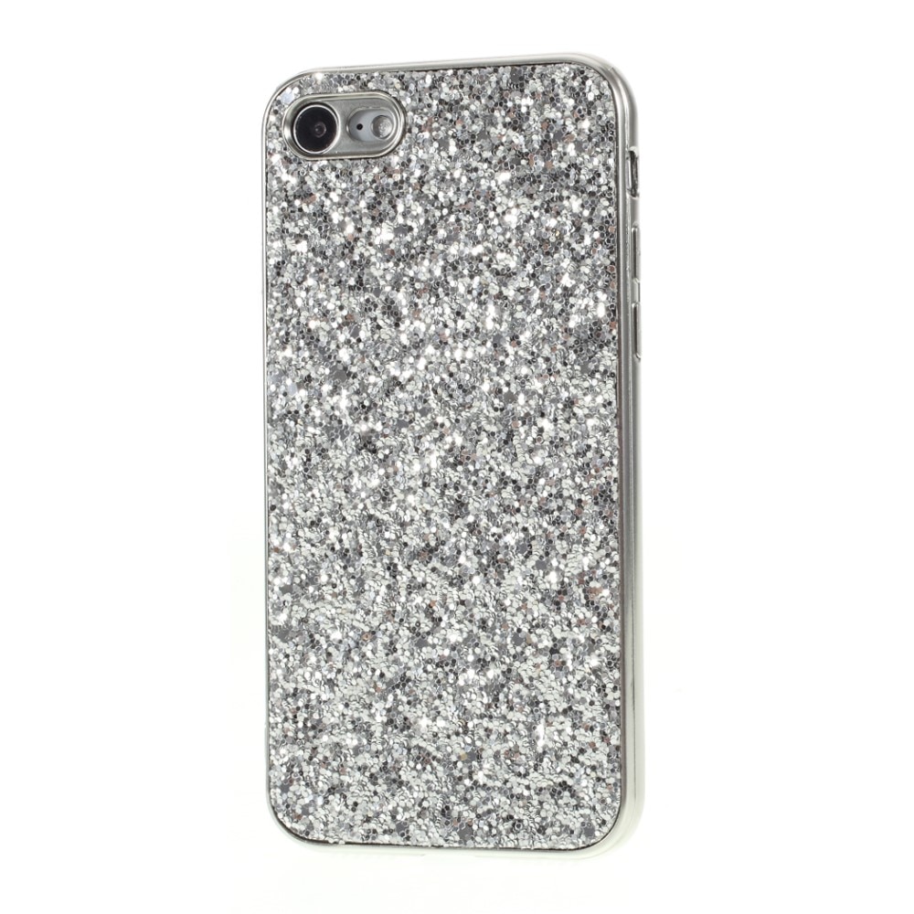Glittercover iPhone 8 sølv