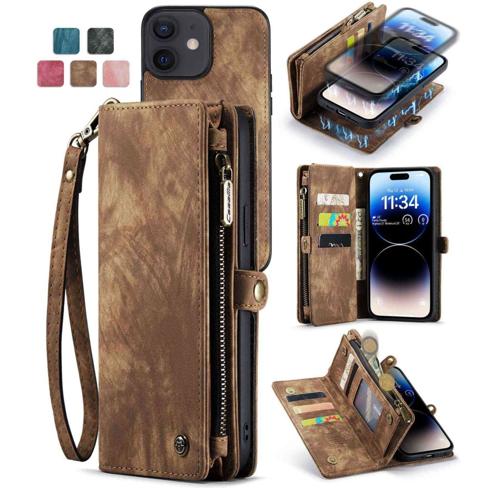 Multi-slot Mobiltaske iPhone 12/12 Pro brun