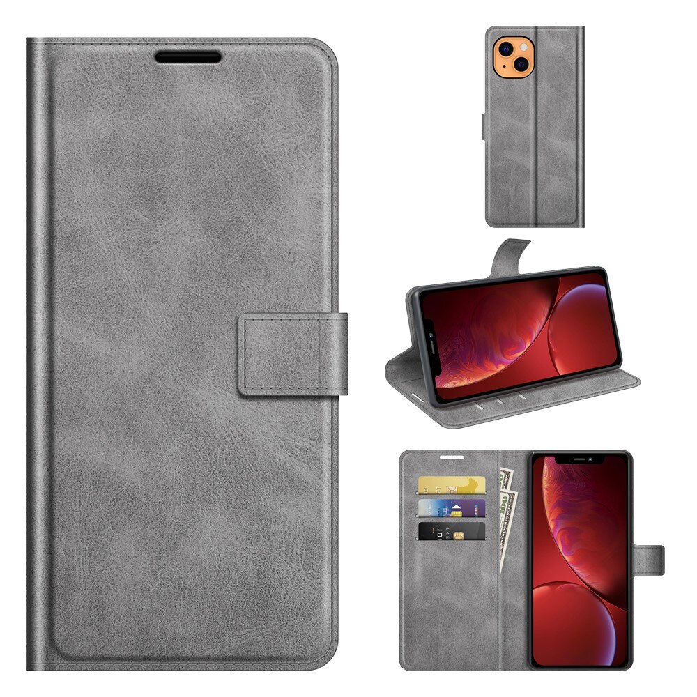 Leather Wallet iPhone 13 Grey