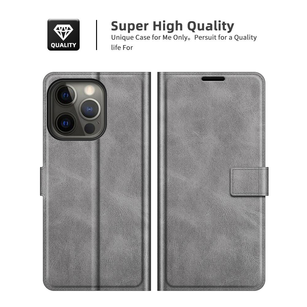 Leather Wallet iPhone 13 Pro Max Grey