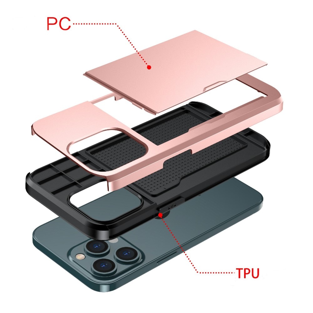 Cover Kortholder iPhone 13 Pro lyserød