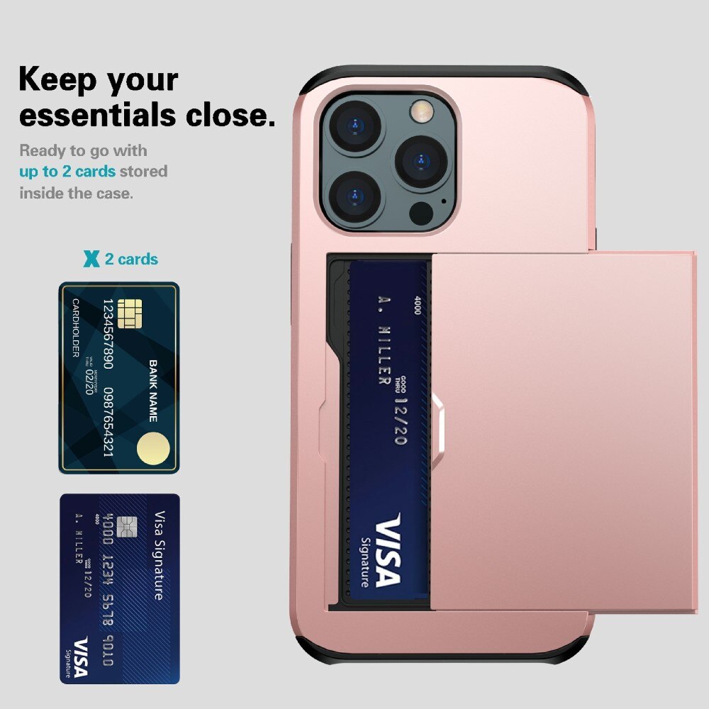 Cover Kortholder Apple iPhone 13 Pro Max Lyserød