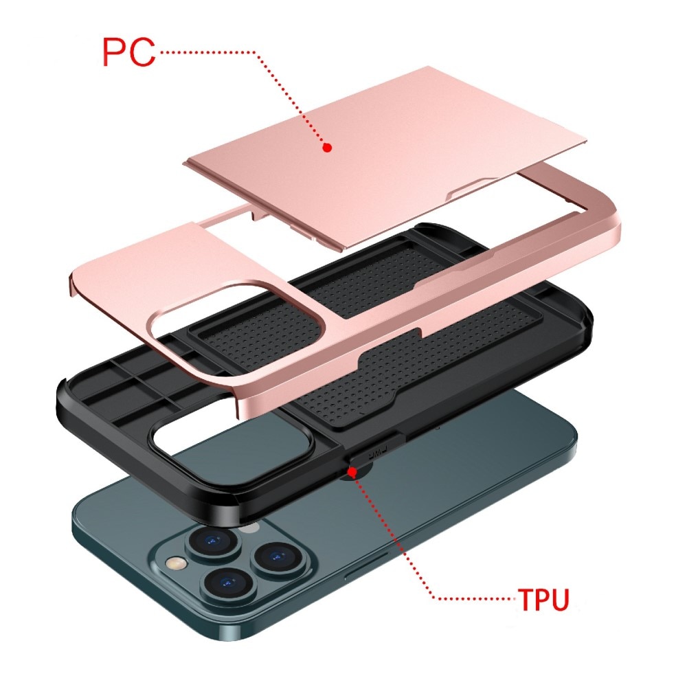 Cover Kortholder Apple iPhone 13 Pro Max Lyserød