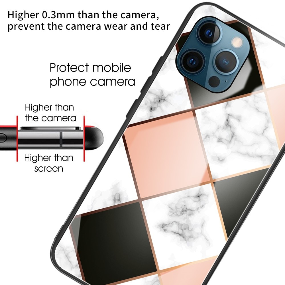 Cover Hærdet Glas Apple iPhone 13 Pro geometriske marmor lyserød