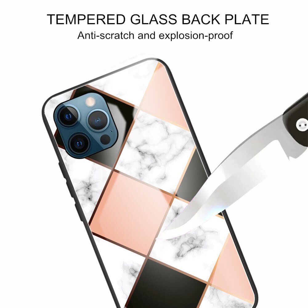 Cover Hærdet Glas Apple iPhone 13 Pro geometriske marmor lyserød