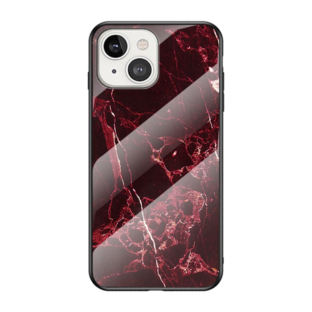 Cover Hærdet Glas Apple iPhone 13 Mini rød marmor