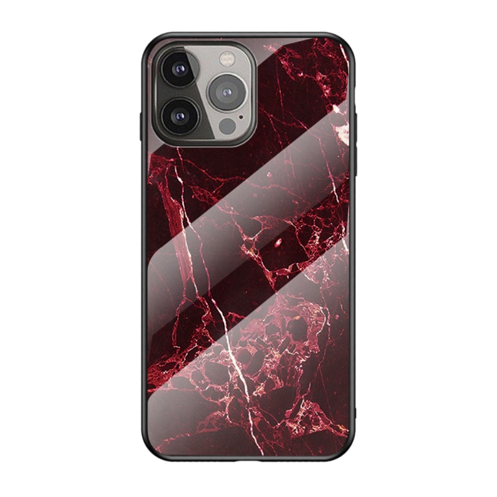 Cover Hærdet Glas Apple iPhone 13 Pro Max rød marmor