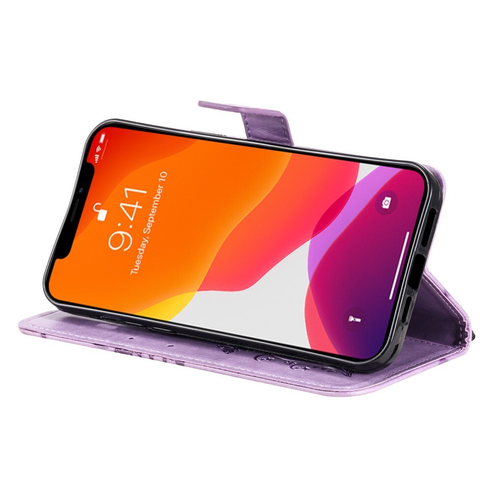 Læderetui Sommerfugle Apple iPhone 13 Pro Lilla