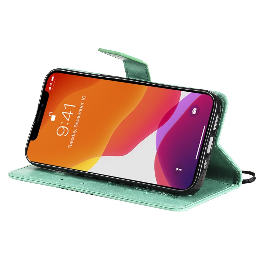 Læderetui Sommerfugle Apple iPhone 13 Mini Grøn