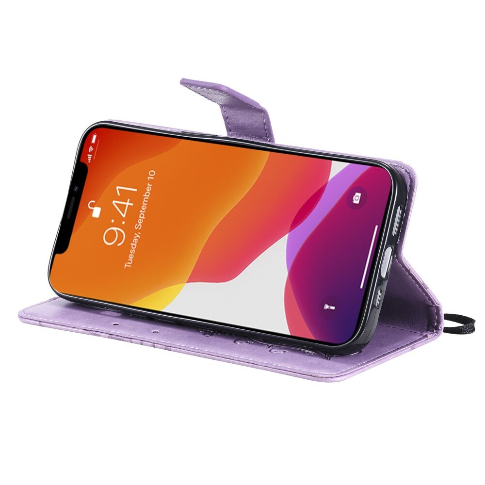 Læderetui Sommerfugle Apple iPhone 13 Mini Lilla