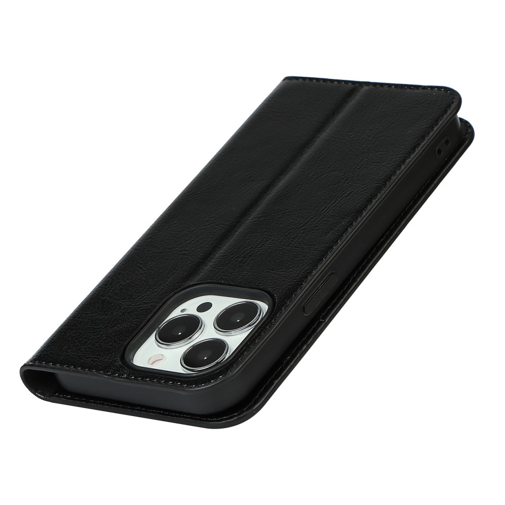 Mobiltaske Ægte Læder iPhone 13 Pro sort