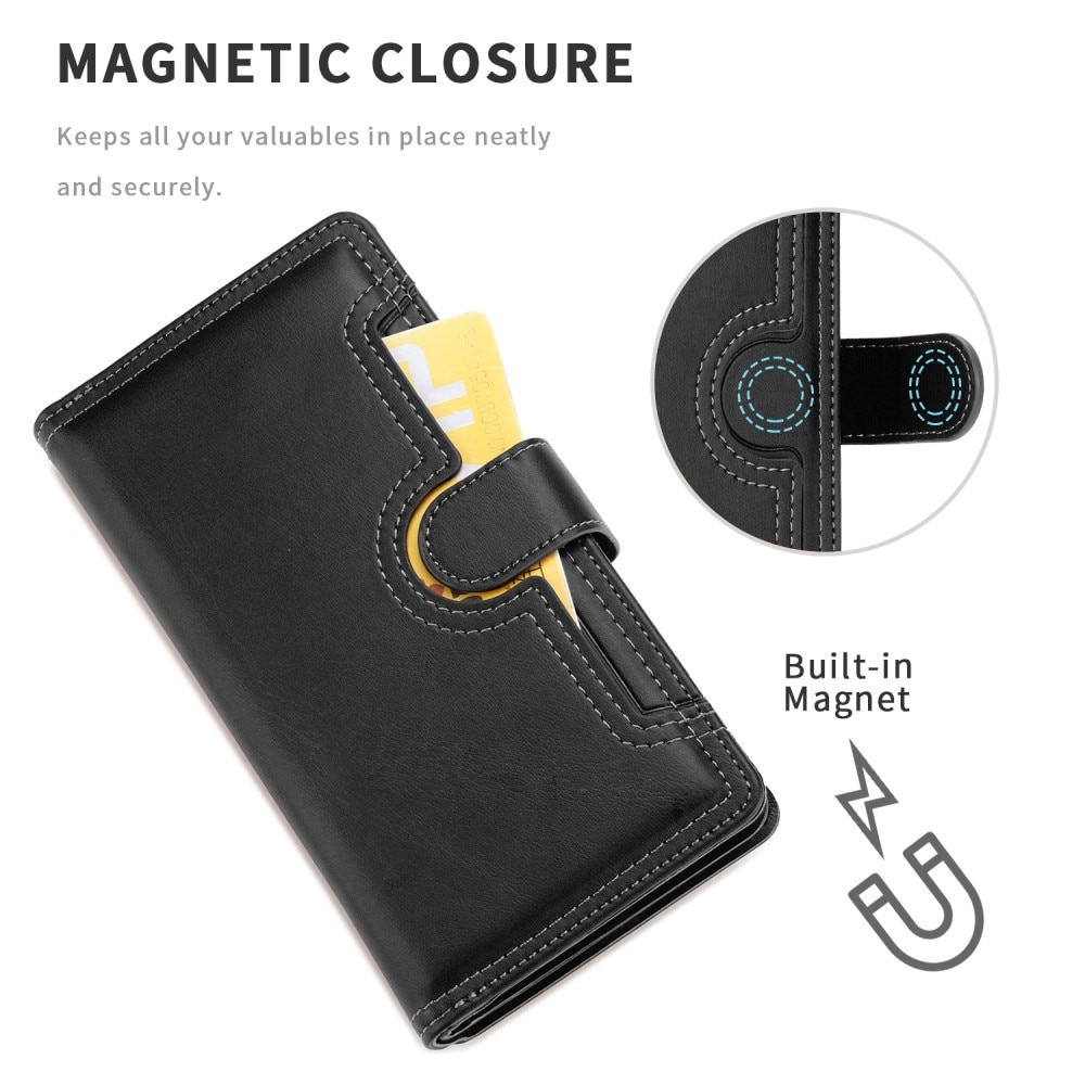 Læder multi-slot tegnebog iPhone 13 Pro sort