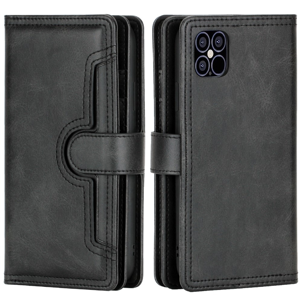 Læder multi-slot tegnebog iPhone 13 sort